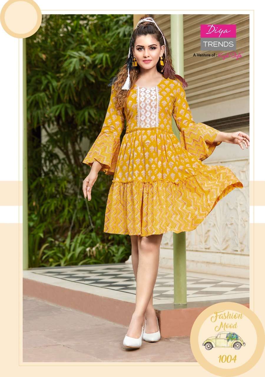 Diya Trends-Senorita Vol 1-Cotton-Print-Embroidery-Work-Tunic-Top-Short-Kurti-1004